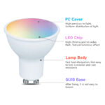 led smart bulb gu10 5w ra80 for home with pc cover