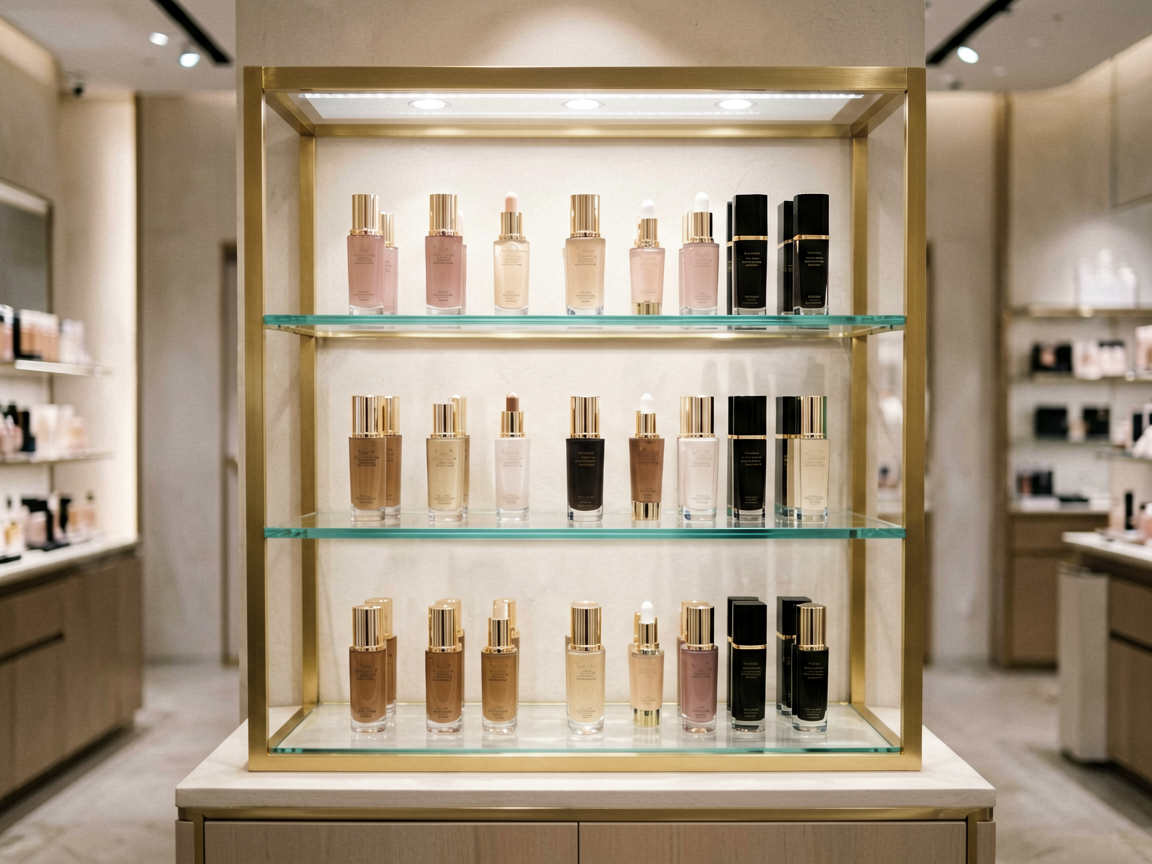 inline cosmetics shelf